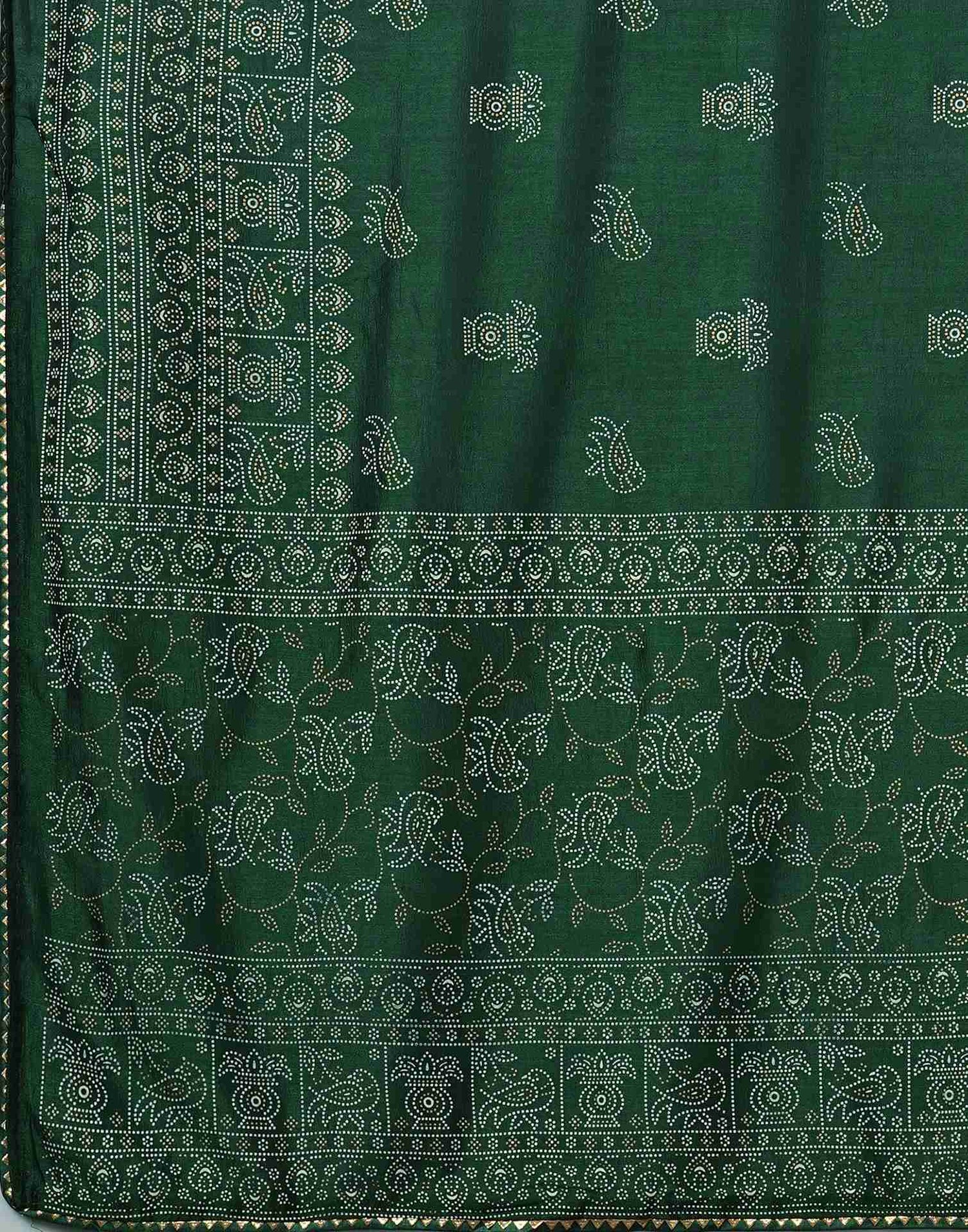 Bottle Green Silk Printed Saree
