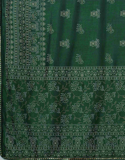 Bottle Green Silk Printed Saree