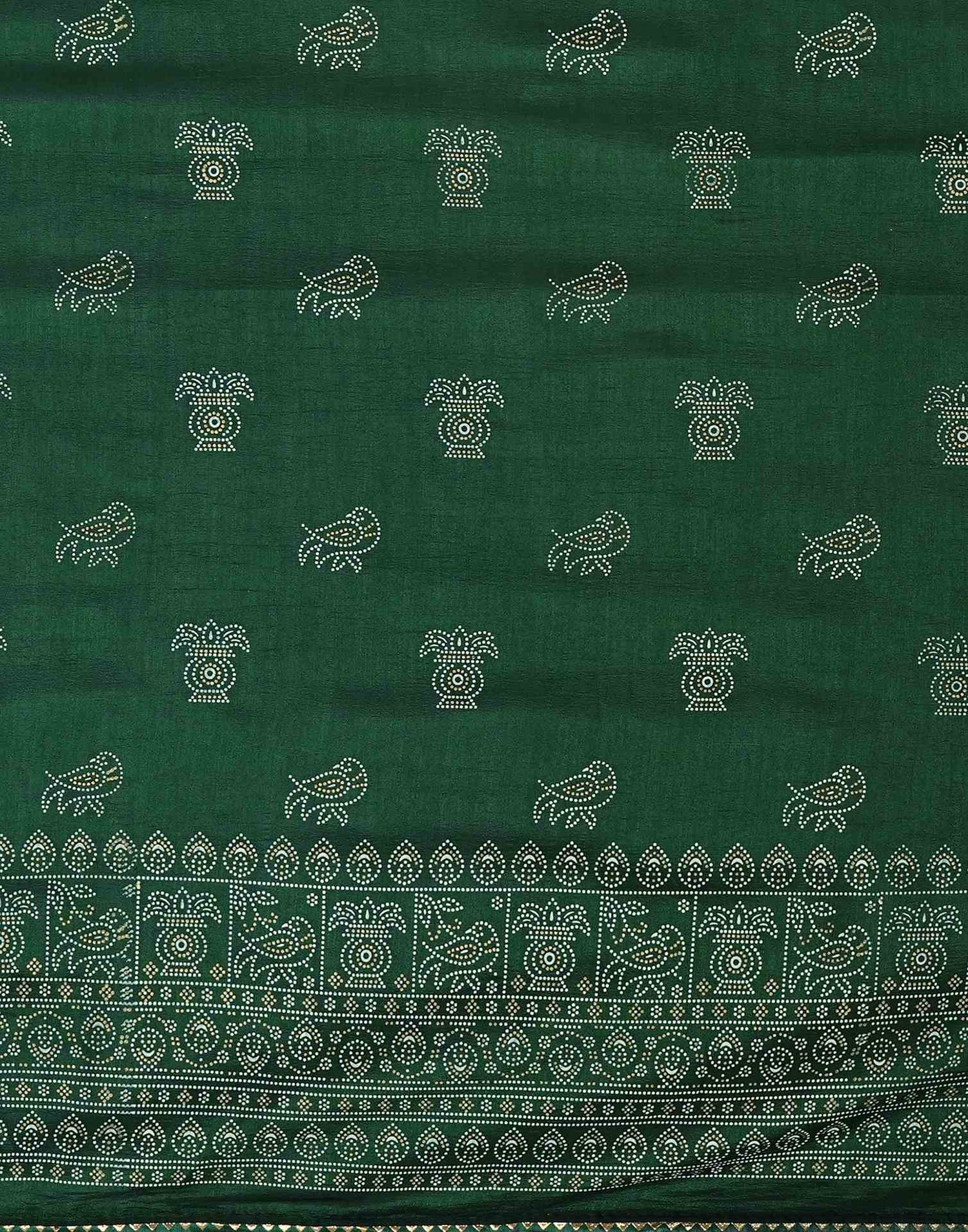Bottle Green Silk Printed Saree