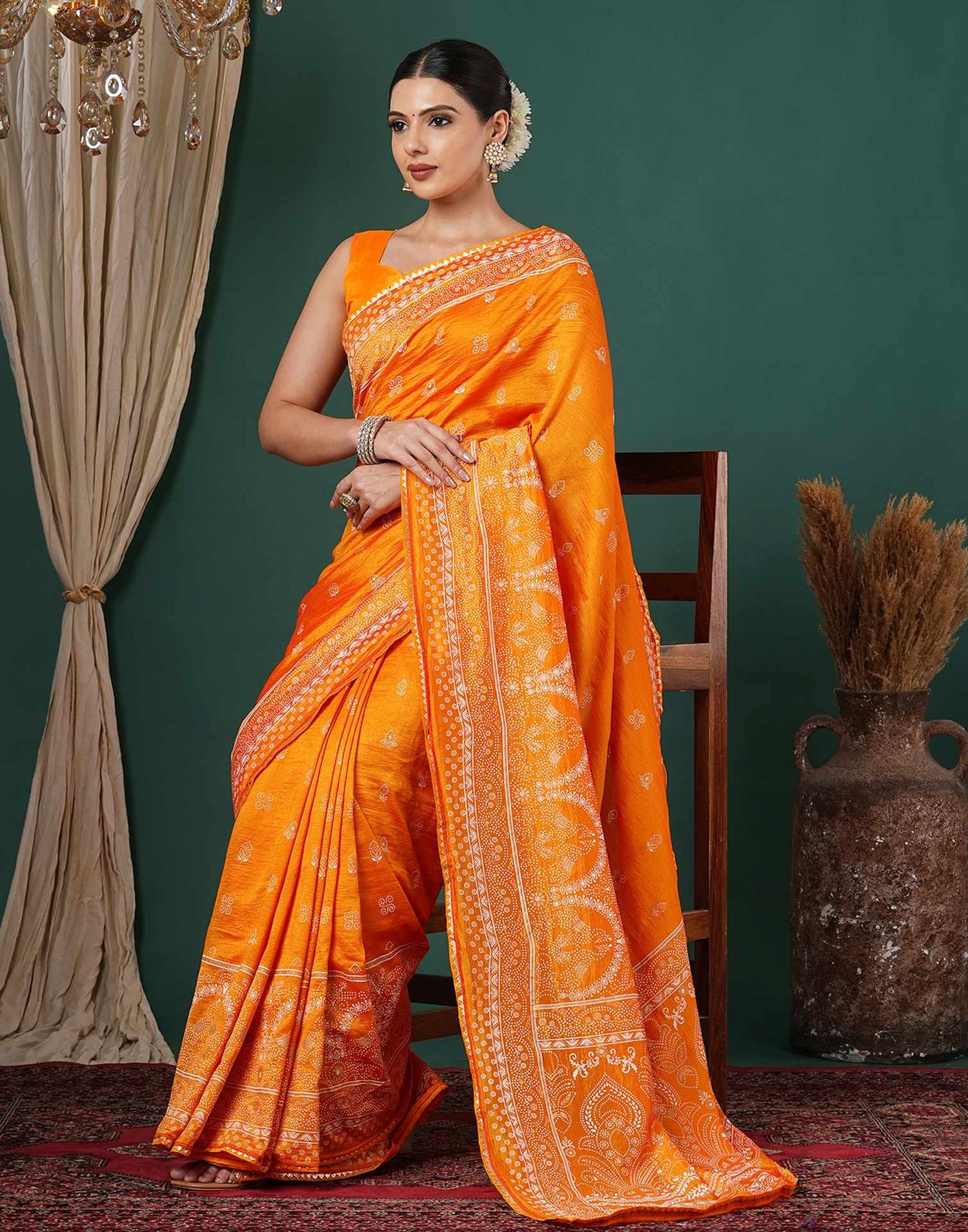 Turmeric Yellow Silk Printed Saree