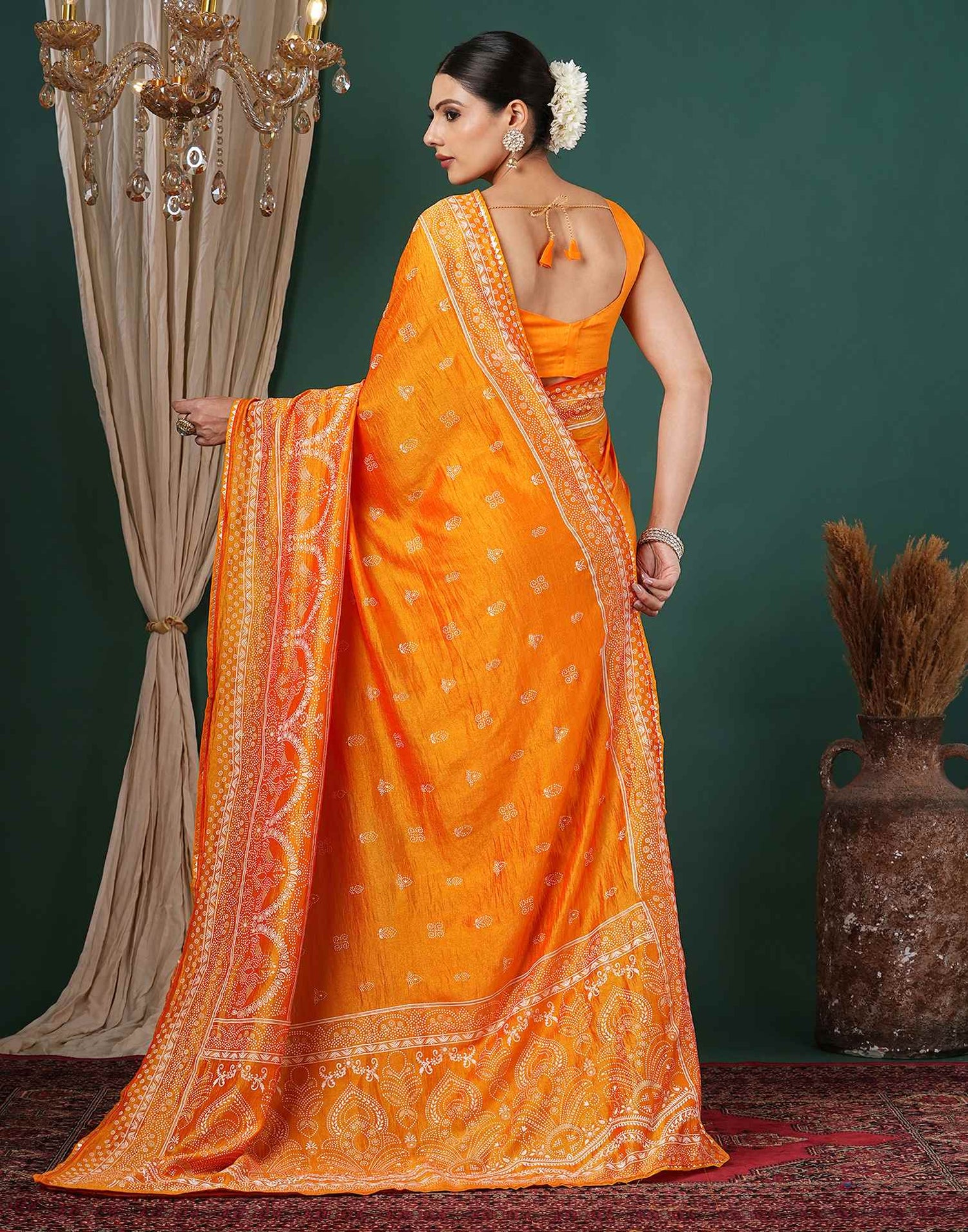 Turmeric Yellow Silk Printed Saree