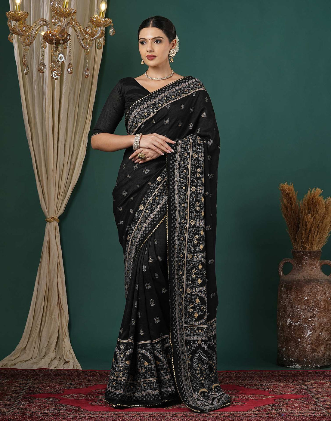 Black Silk Printed Saree