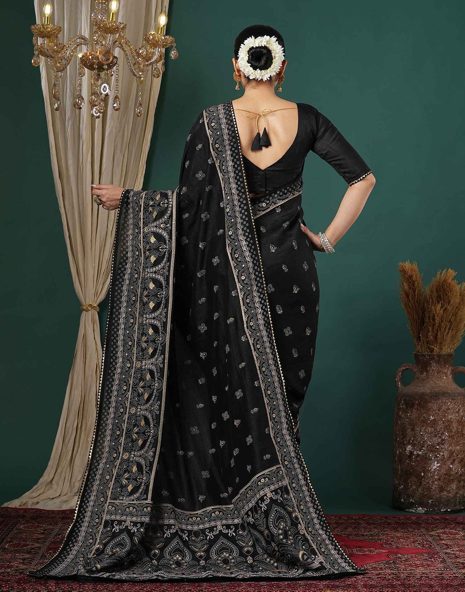 Black Silk Printed Saree