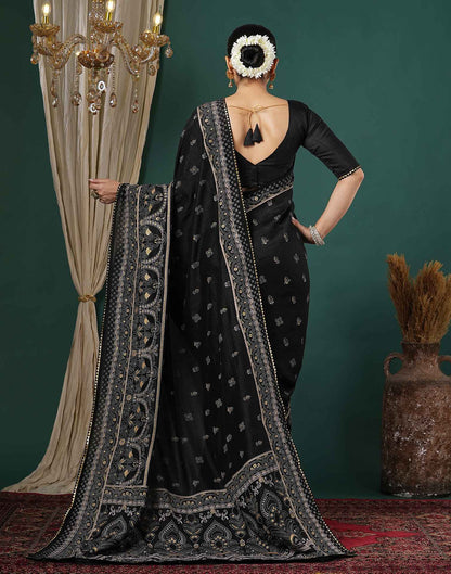Black Silk Printed Saree