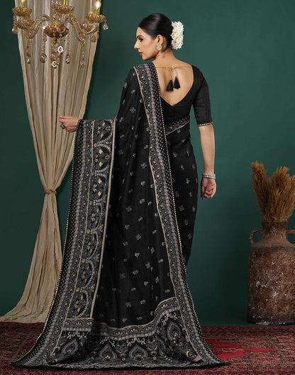 Black Silk Printed Saree