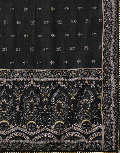 Black Silk Printed Saree
