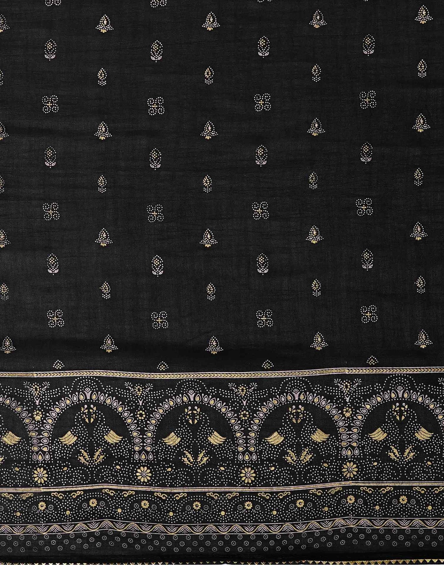 Black Silk Printed Saree