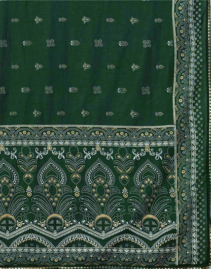 Bottle Green Silk Printed Saree