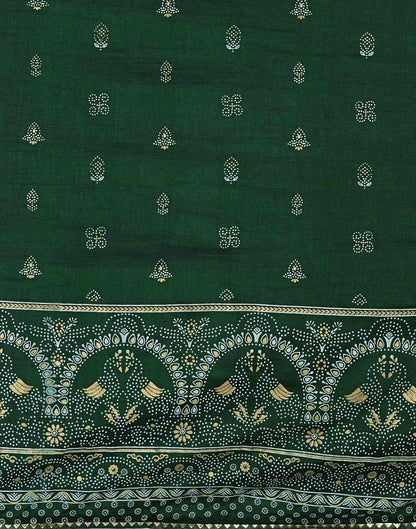 Bottle Green Silk Printed Saree