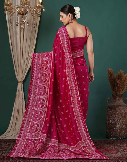 Rani Pink Silk Printed Saree