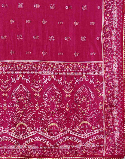 Rani Pink Silk Printed Saree