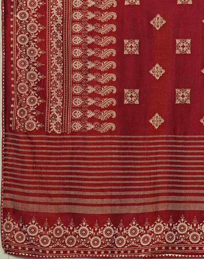 Maroon Silk Foil Printed Saree