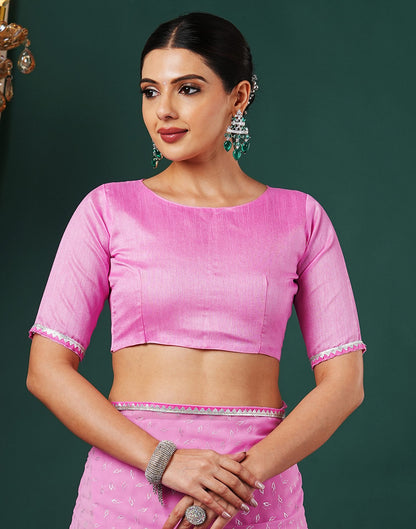 Pink Georgette Foil Printed Saree