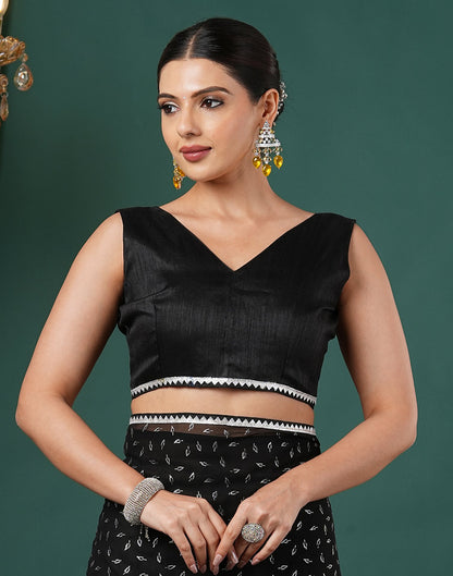 Black Georgette Foil Printed Saree
