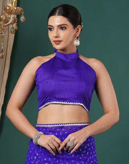 Blue Georgette Foil Printed Saree
