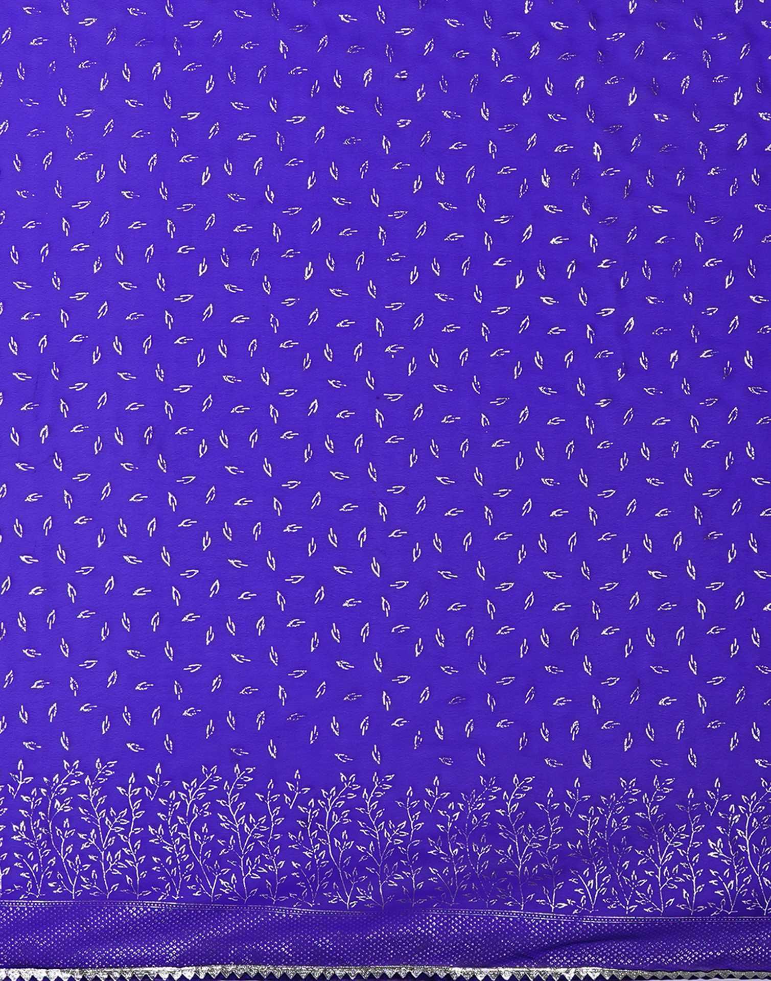 Blue Georgette Foil Printed Saree