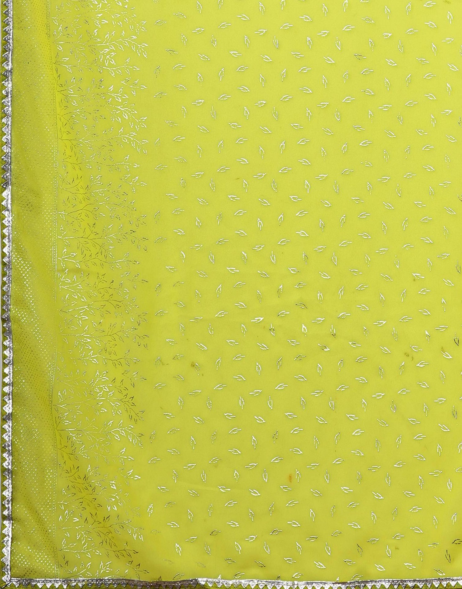 Lime Green Georgette Foil Printed Saree