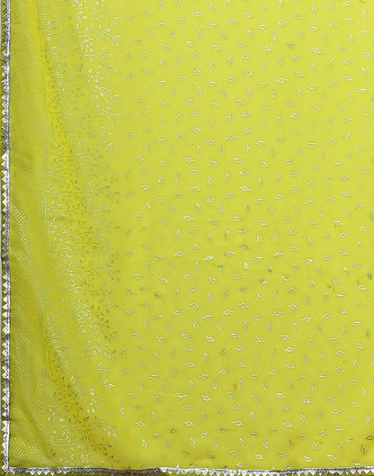 Lime Green Georgette Foil Printed Saree