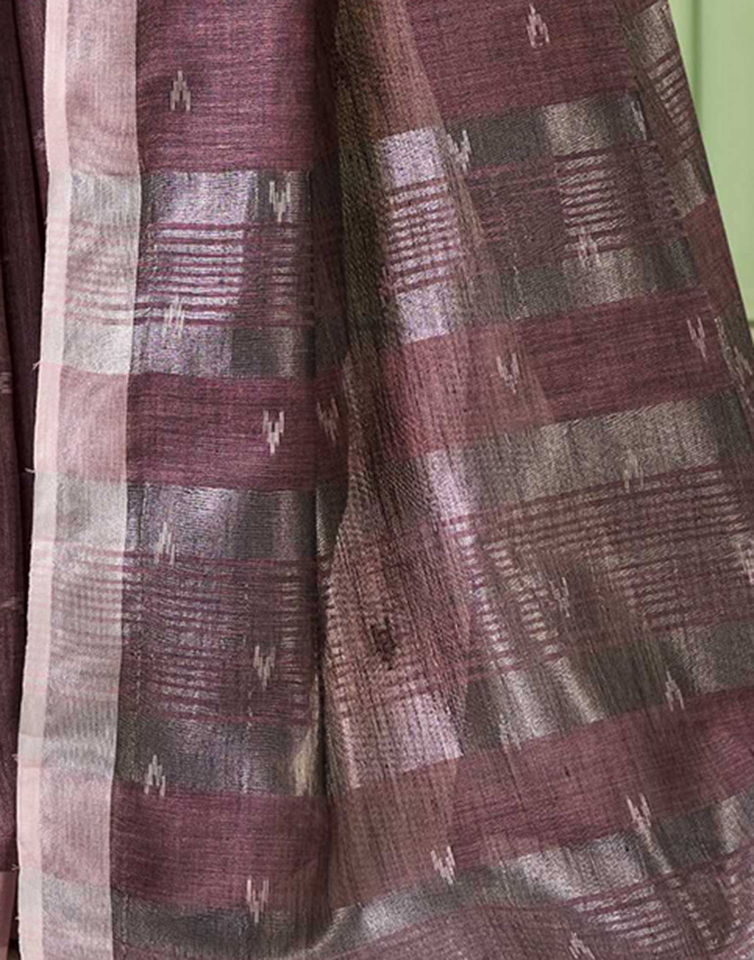 Dark Mauve Linen Silk Woven Saree