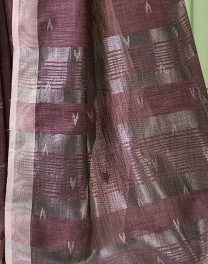 Dark Mauve Linen Silk Woven Saree