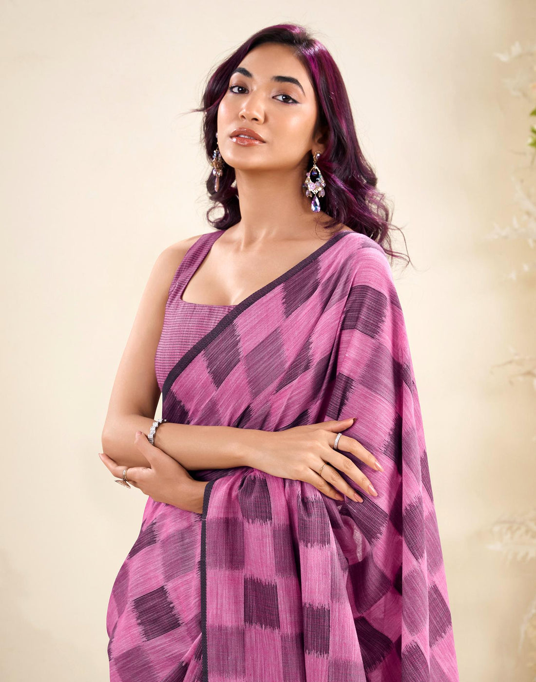 Pink Silk Woven Saree