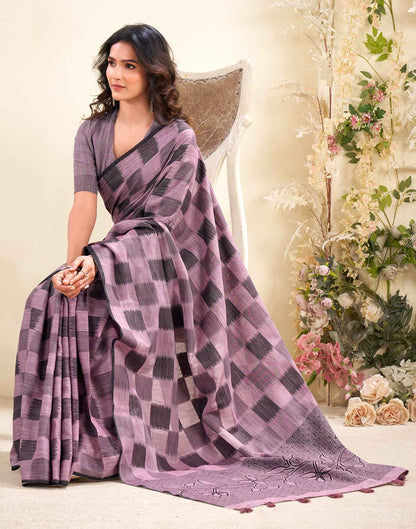 Dusty Pink Silk Woven Saree