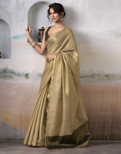 Khaki Tissue Silk Woven Plain Saree