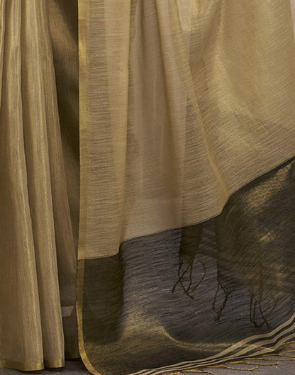 Khaki Tissue Silk Woven Plain Saree