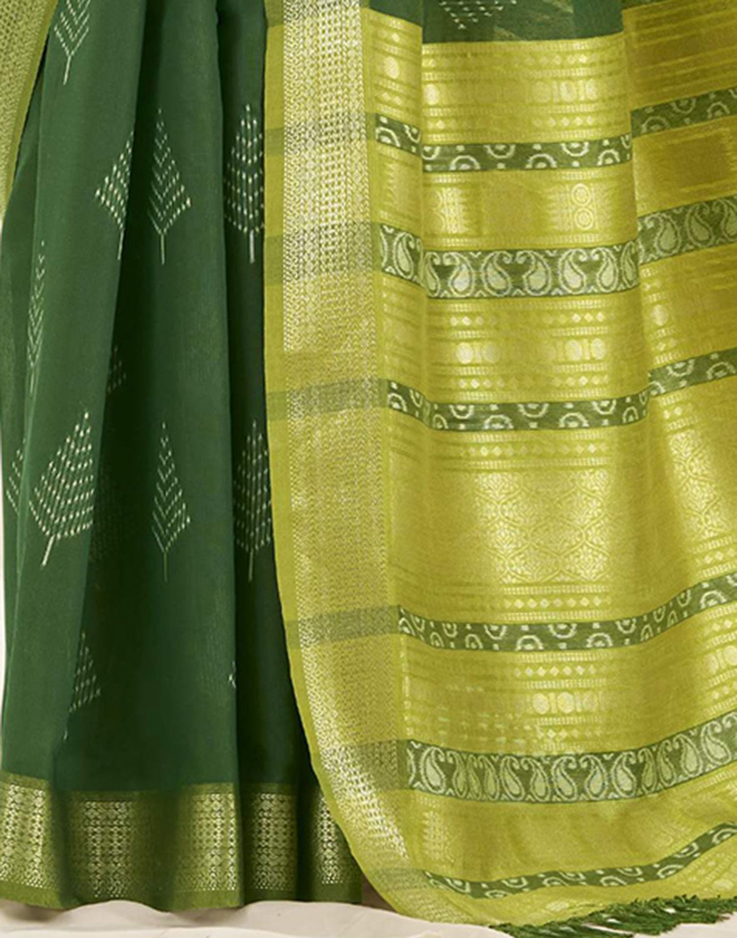 Green Cotton Woven Saree