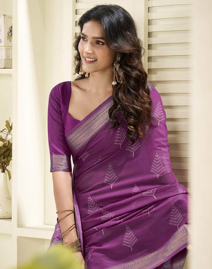 Dark Purple Cotton Woven Saree