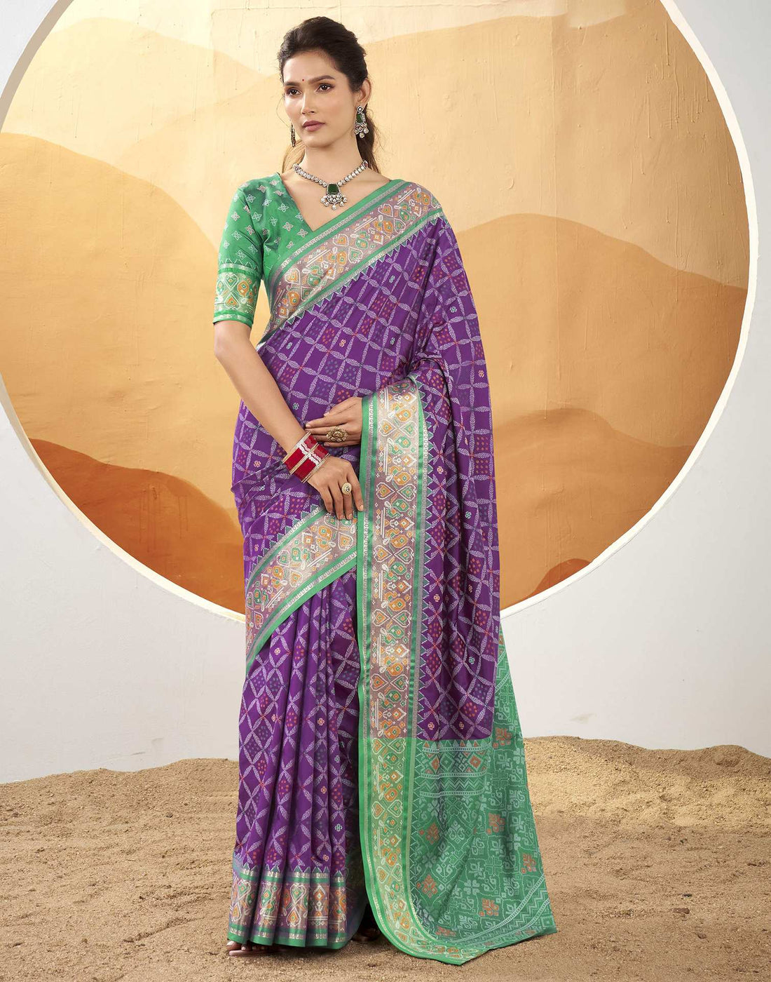 Purple Silk Woven Patola Saree