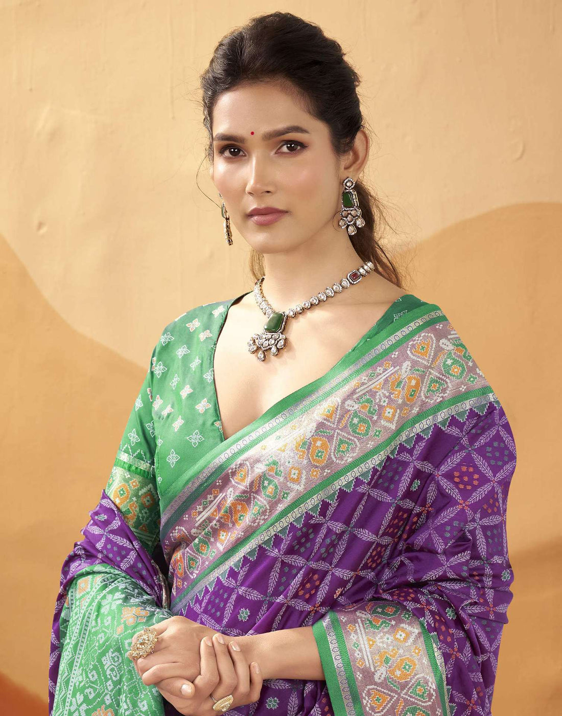 Purple Silk Woven Patola Saree
