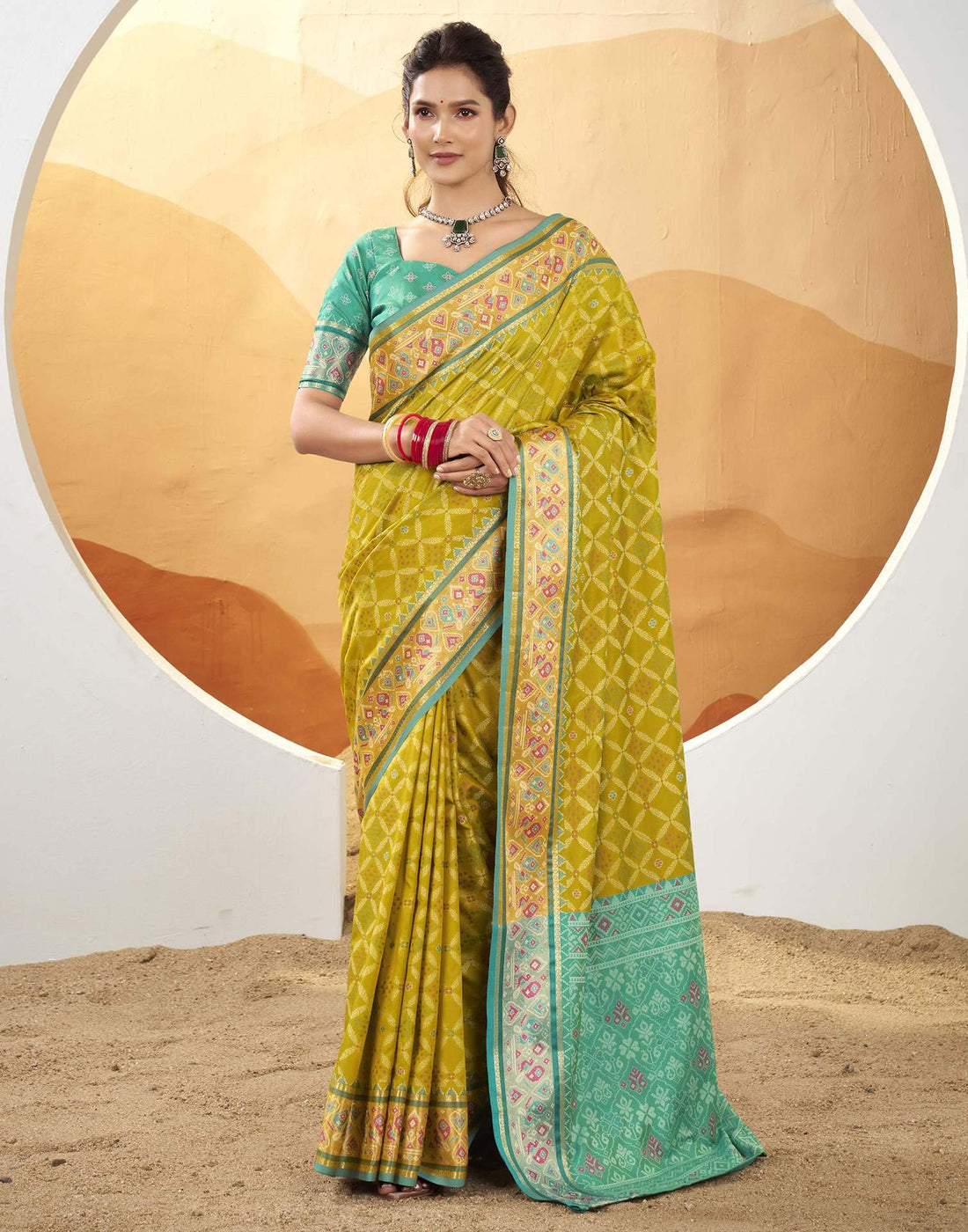 Green Silk Woven Patola Saree