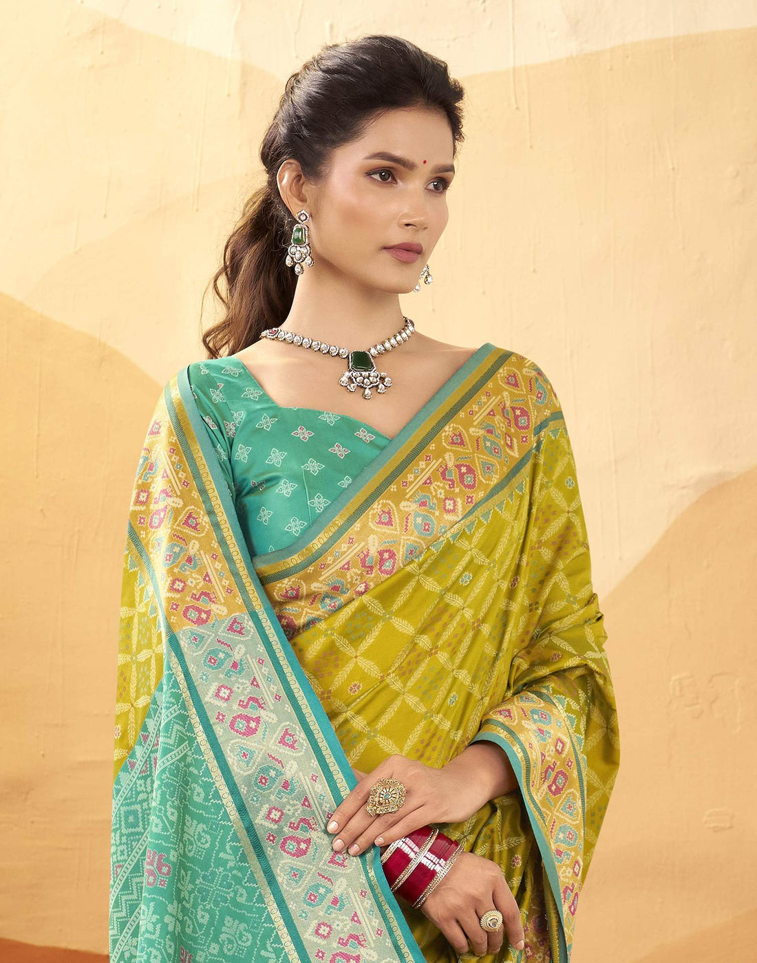 Green Silk Woven Patola Saree