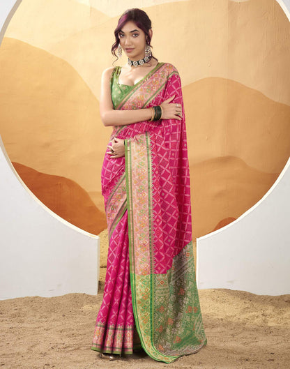 Rani Pink Silk Woven Patola Saree