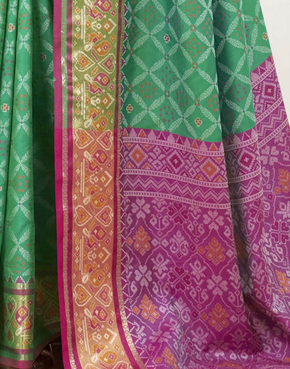 Teal Green Silk Woven Patola Saree