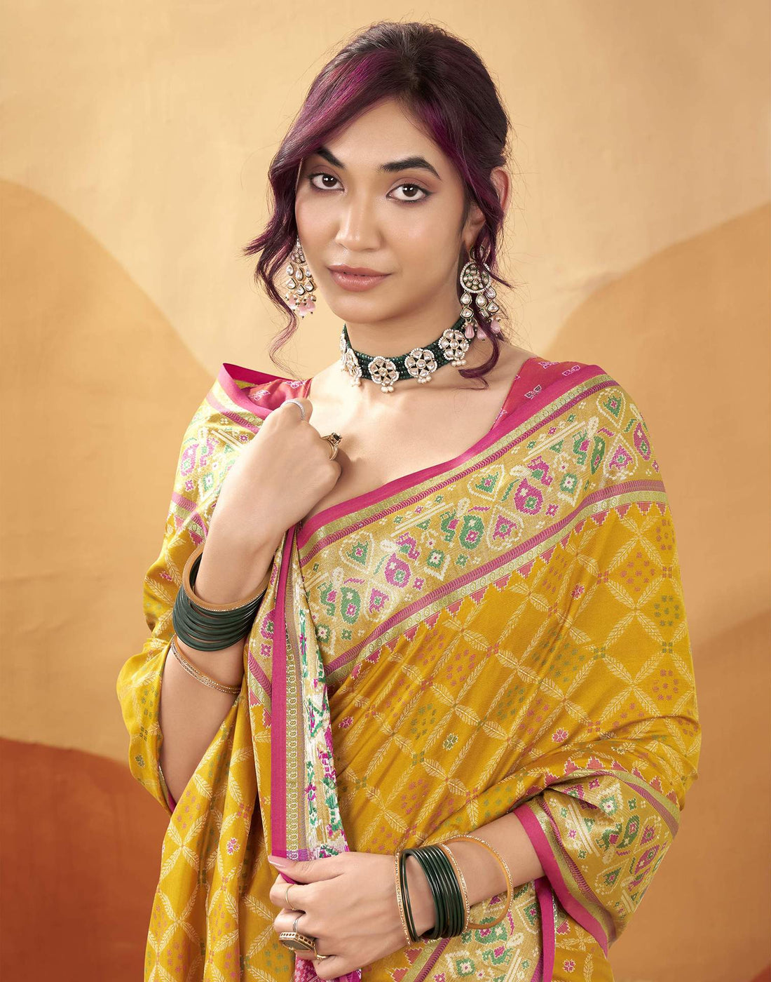 Mustard Yellow Silk Woven Patola Saree
