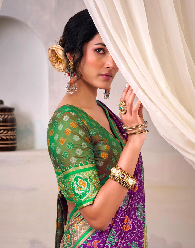 Purple Silk Woven Patola Saree