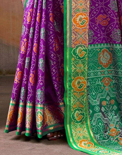 Purple Silk Woven Patola Saree
