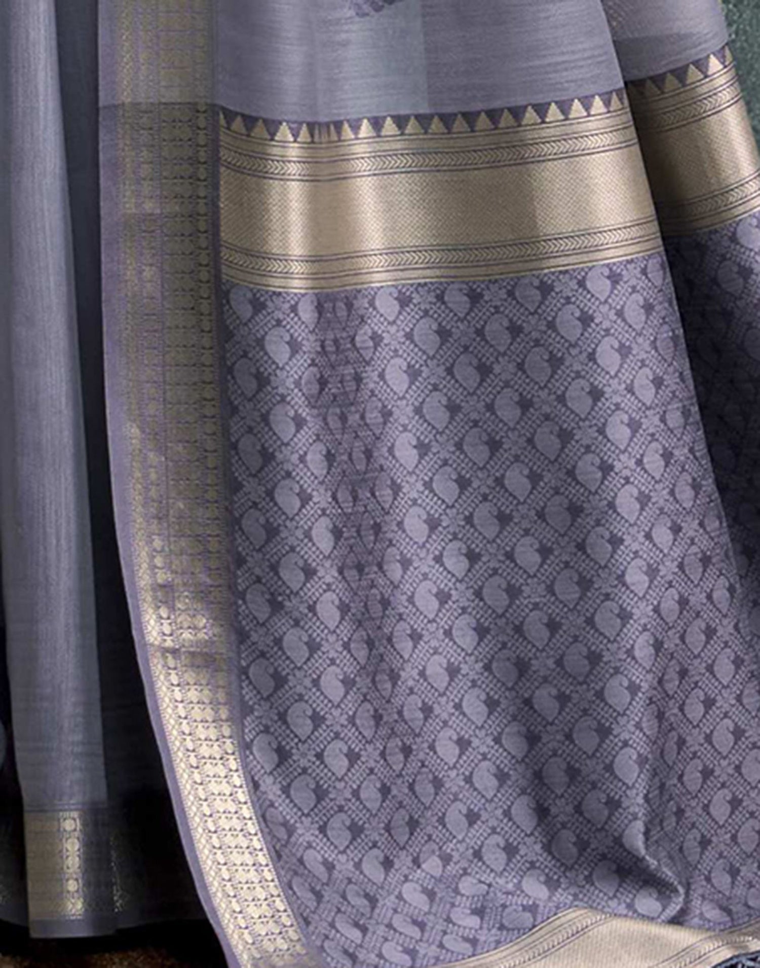 Dusty Purple Cotton Woven Saree