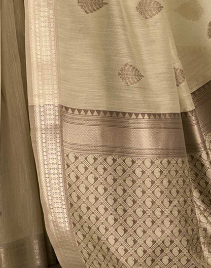 Dark Beige Cotton Woven Saree