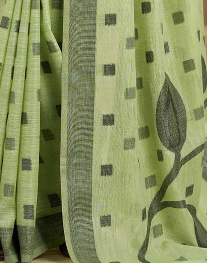 Pista Green Silk Woven Saree