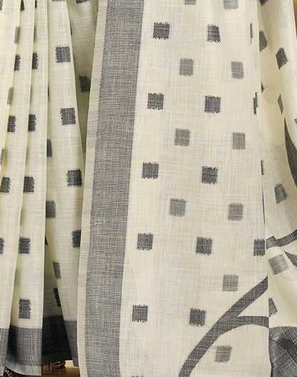 Off White Silk Woven Saree
