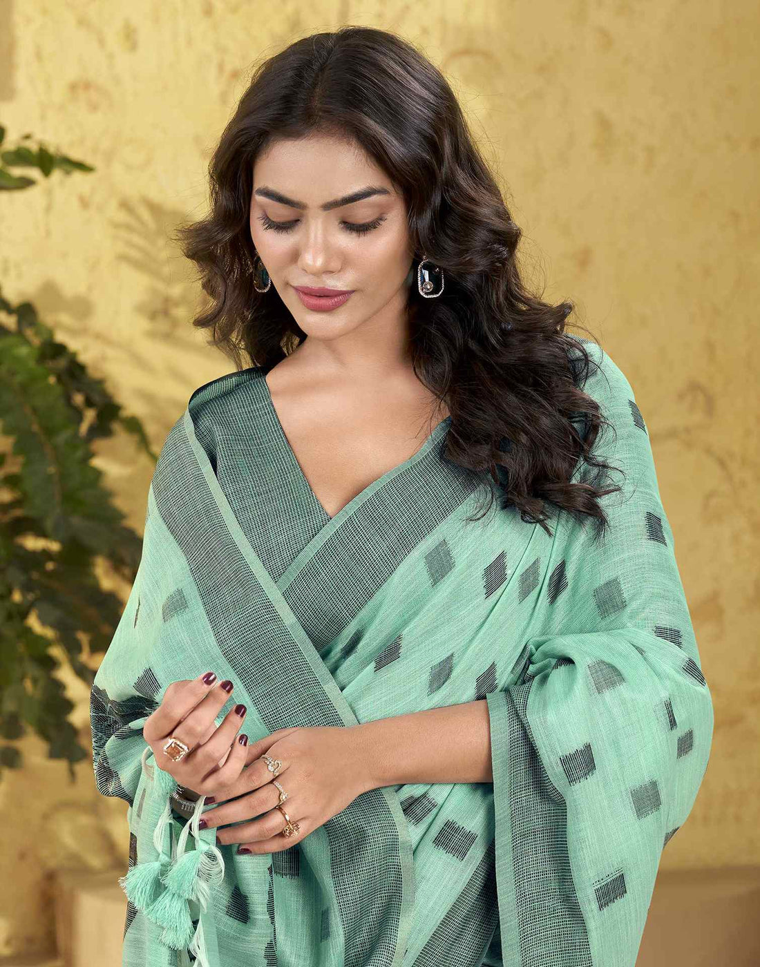 Sea Green Silk Woven Saree