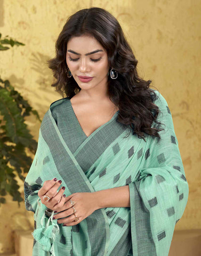 Sea Green Silk Woven Saree