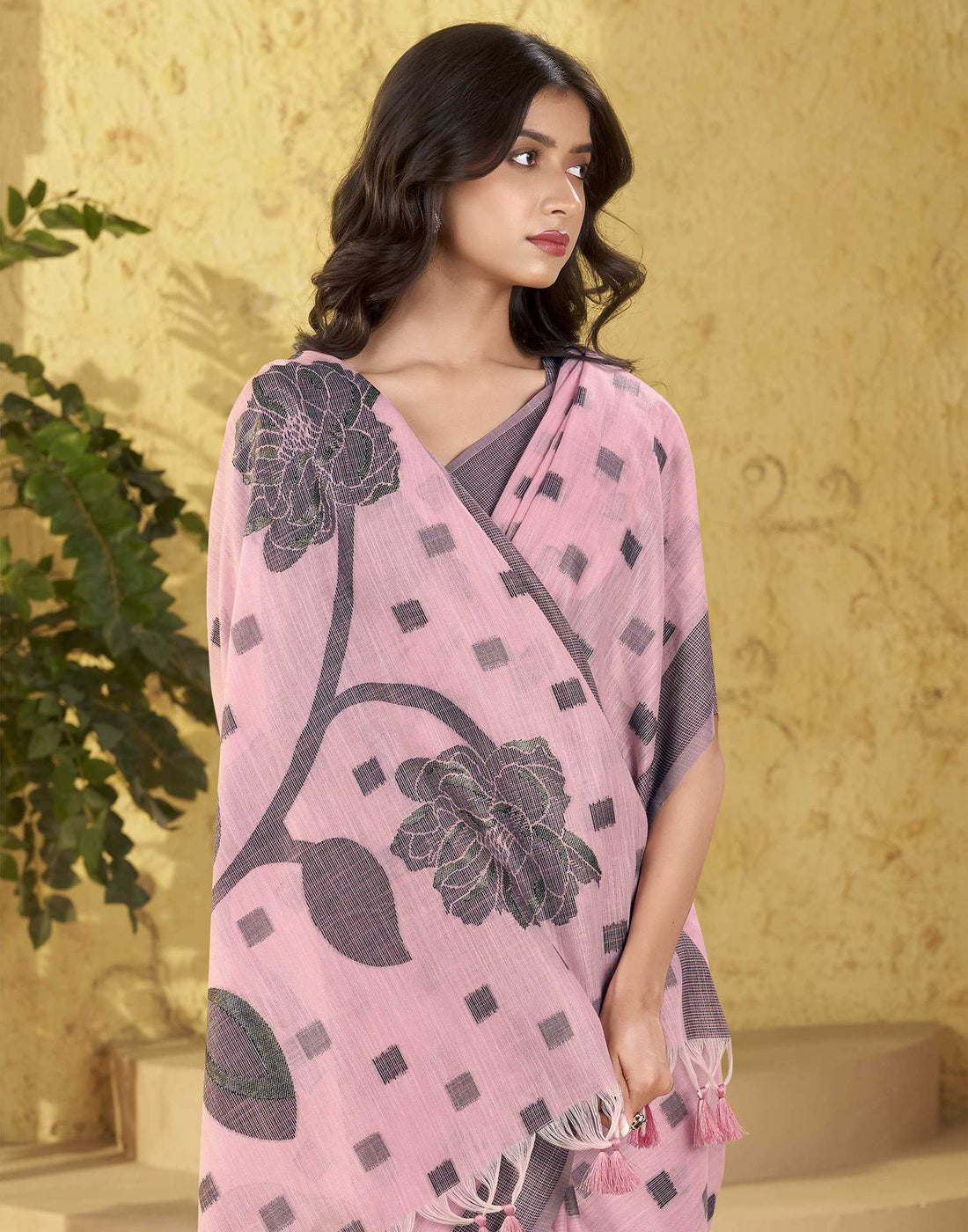 Pink Silk Woven Saree