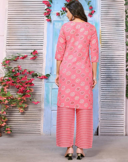 Pink Printed Kurta With Pant