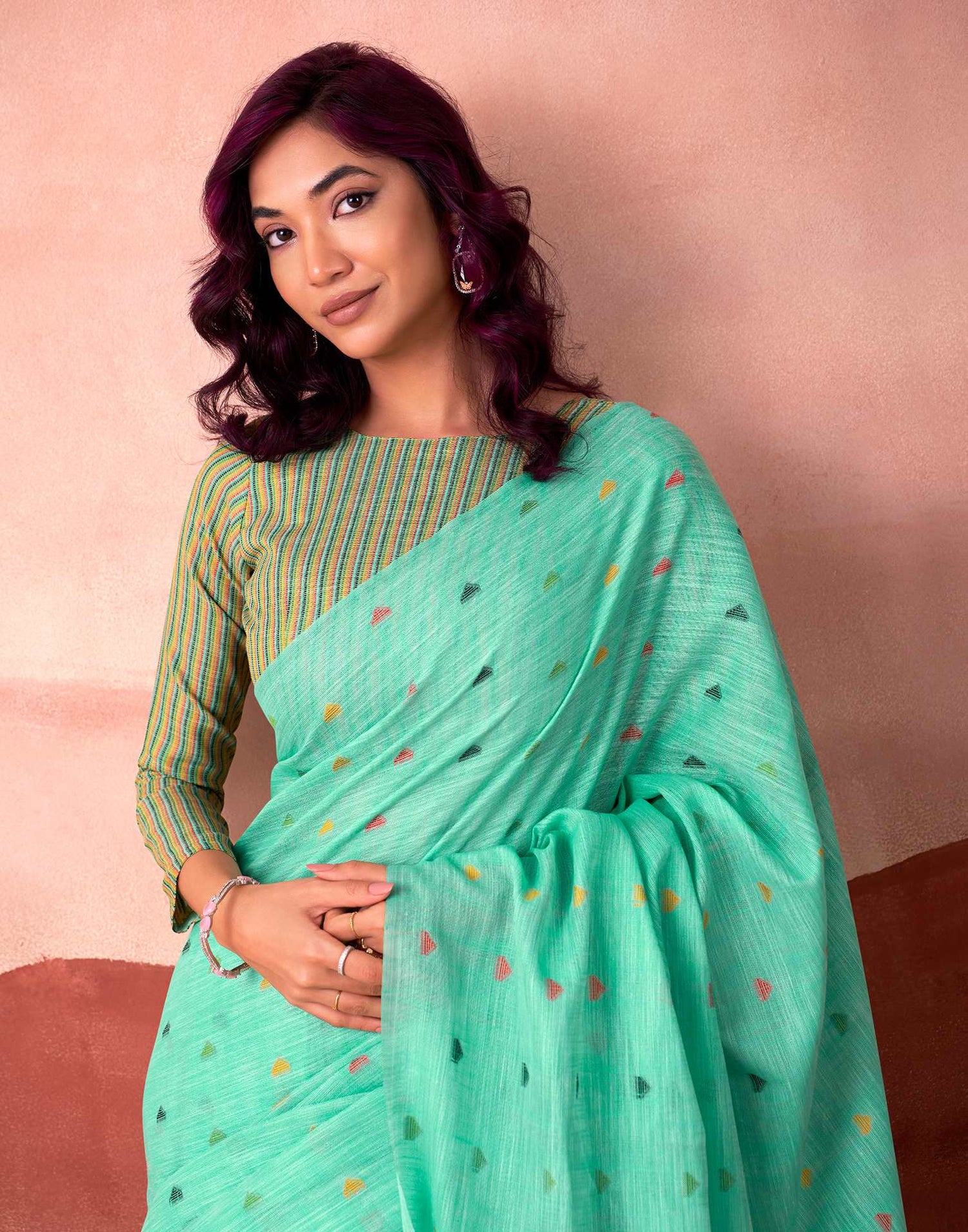 Teal Green Silk Woven Saree