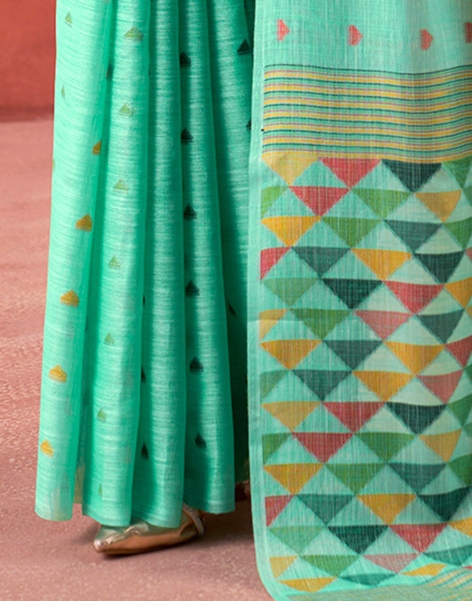 Teal Green Silk Woven Saree