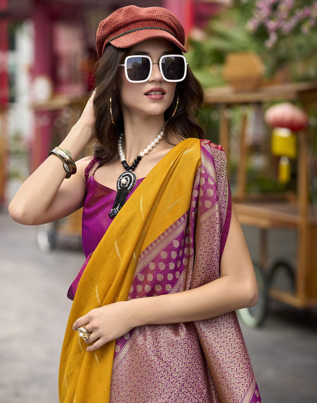 Mustard Yellow Silk Woven Saree